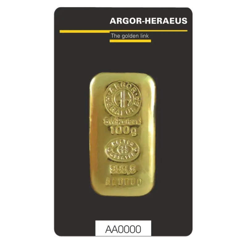 100g Lingot d'Or | Argor Heraeus | Lingot coulé