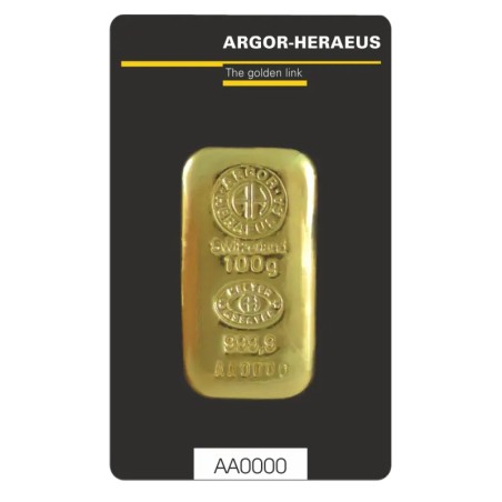 100g Lingot d'Or | Argor Heraeus | Lingot coulé