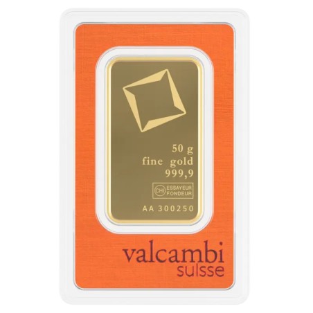 50g Lingot d'or | Valcambi | Frappé