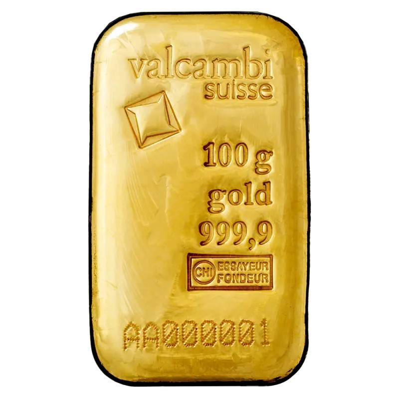 100g Lingot d'or | Valcambi | Coulé