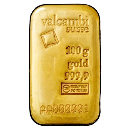 100g Lingot d'or | Valcambi | Coulé