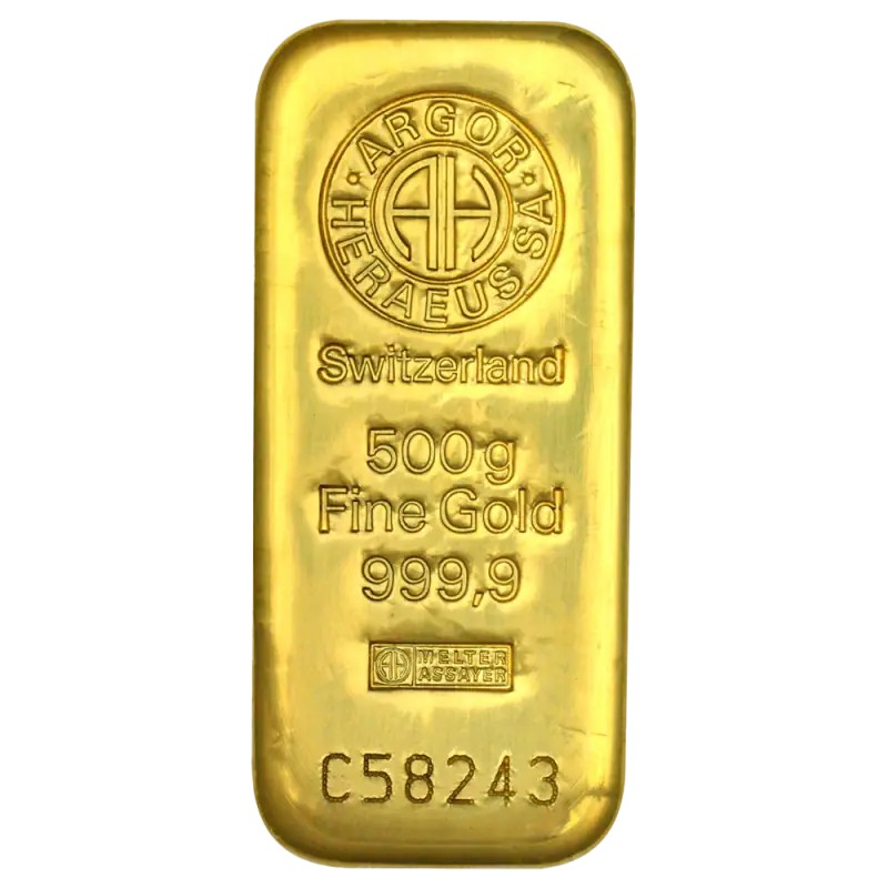 500g Lingot d'Or | Argor-Heraeus | Coulé