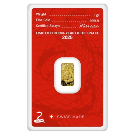1g Lingot d'Or | Argor-Heraeus | Année du Serpent | 2025