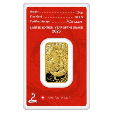 10g Lingot d'Or | Argor-Heraeus | Année du Serpent | 2025