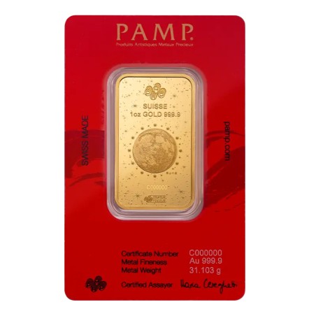 1 oz Légendes Lunaires Serpent Blanc Barre d'Or | PAMP | 2025