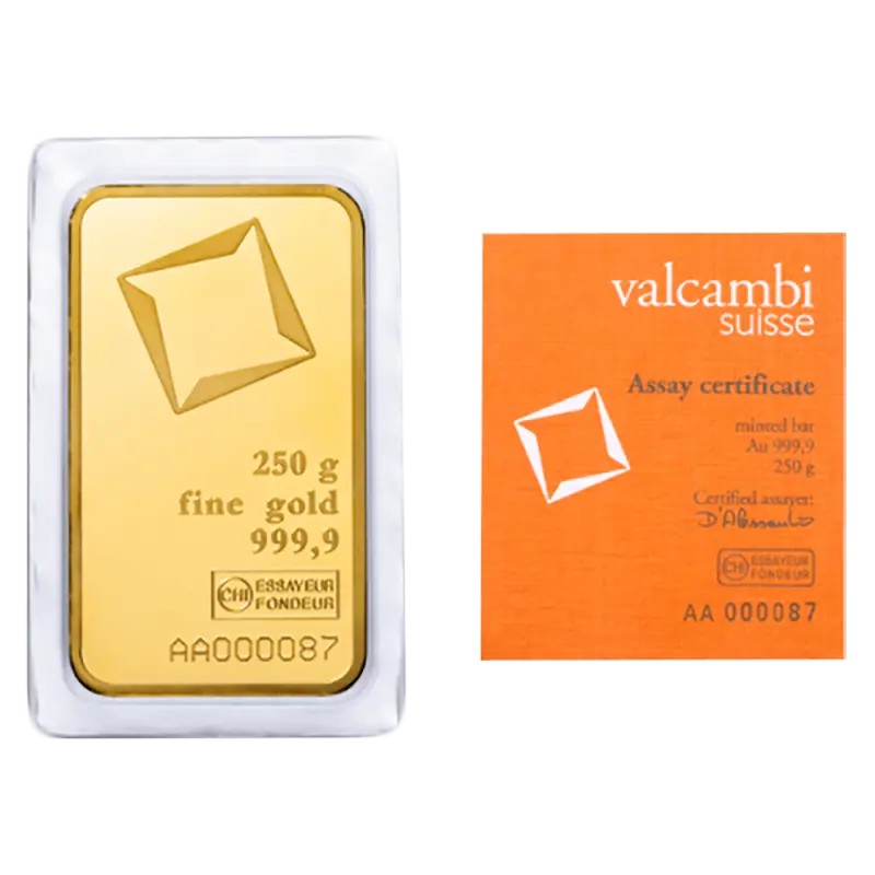 250g Lingot d'Or | Valcambi | Frappé