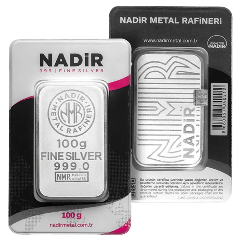 100g Lingot d'Argent | Nadir Metal Rafineri | Frappé