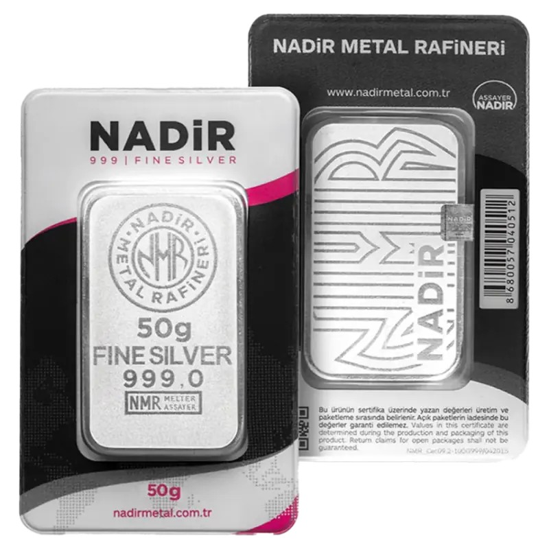 50g Lingot d'Argent | Nadir Metal Rafineri