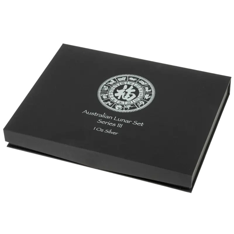 12 x 1 oz Lunar III Boîte pour Pièces d'Argent