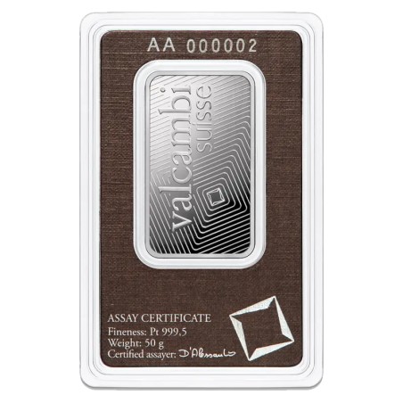 50g Lingot de Platine | Valcambi